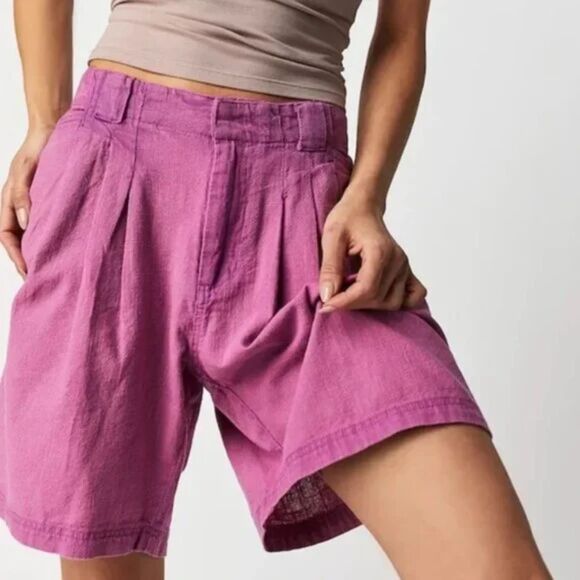 Free People Pants - Free People Say So Trouser Shorts Purple High Waist Size 10